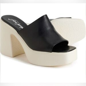 NEW Free People Zoe Platform Slide Sandals Black Noir Made in Italy Size EU 41